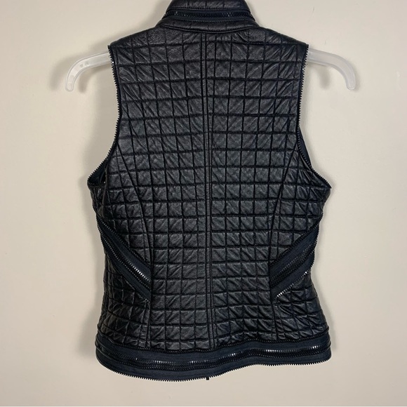 Javier Simorra Barcelona Vegan Faux Leather Quilted Zipper Track Detail Vest - Picture 7 of 14